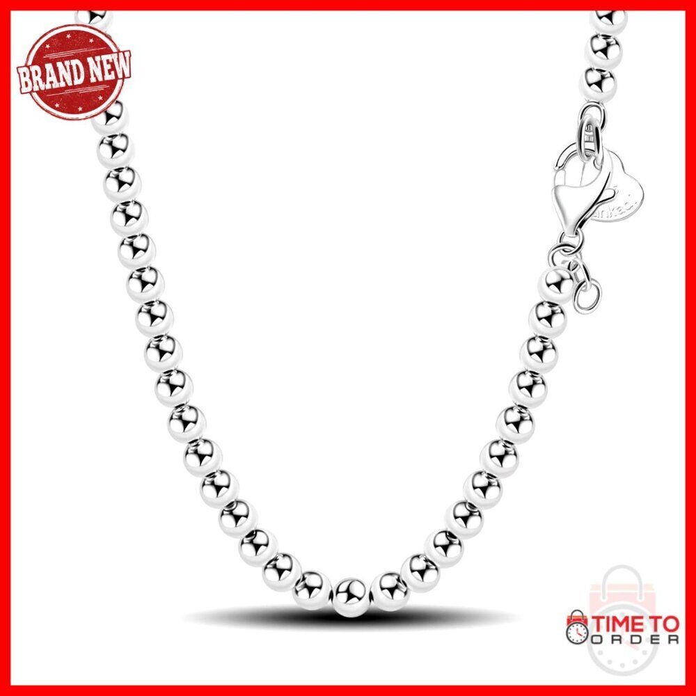 Sterling Silver Bead Chain Necklace 4mm 6mm Unisex Prayer Beads 18-34in